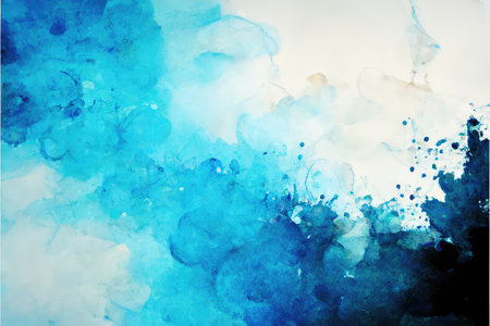 Abstract blue watercolor background clouds, splash and fringe stains. AI generatedの素材