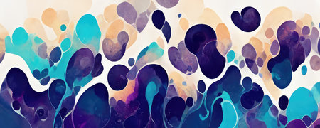 Purple, lilac, pink watercolor stains and drops grunge abstract background. AI generatedの素材