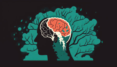Psychological disorder, problem or disease of the human brain. AI generatedの素材