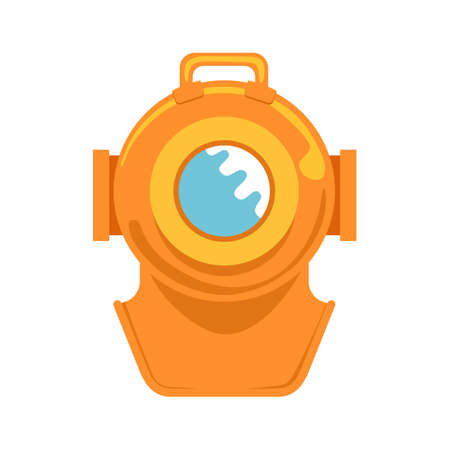 Old diving helmet. Vector cartoon illustration on white.のイラスト素材