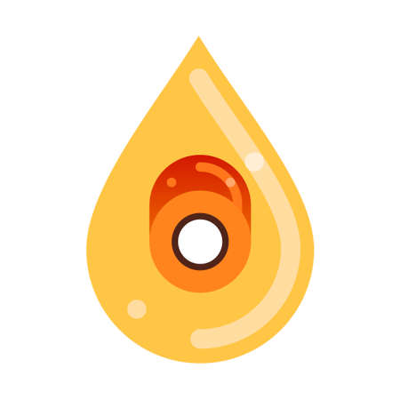 fruit of the oil palm slice inside oil drop. Palm oil. Flat vector illustration isolated on white background.のイラスト素材