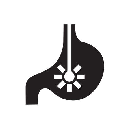 Endoscopy or gastroscopy process single black glyph icon. Vector isolated on white.のイラスト素材