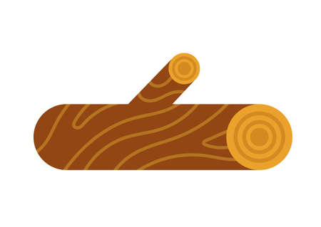 Single wooden log with a knot. Vector flat illustration isolated on white.のイラスト素材