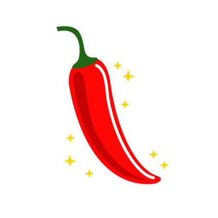 Red hot chili pepper. Cartoon vector illustration isolated on white background.のイラスト素材