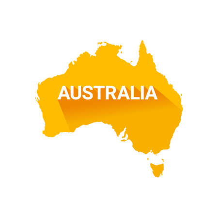 Australia continent silhouette with inscription Australia. Vector isolated on white.のイラスト素材