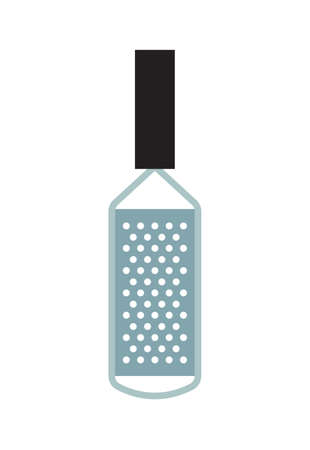 Metal hand grater with black handle. Flat vector illustration isolated on white.のイラスト素材