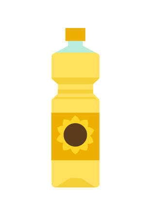Bottle with sunflower oil. Food ingredient. flat vector illustration isolated on white.のイラスト素材