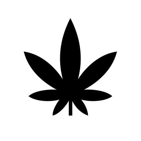 Cannabis or hemp or marijuana leaf black glyph icon. Vector isolated on white background.のイラスト素材