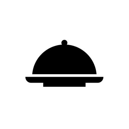 Cloche food tray symbol. Menu title icon. Vector black glyph icon isolated on white background.のイラスト素材