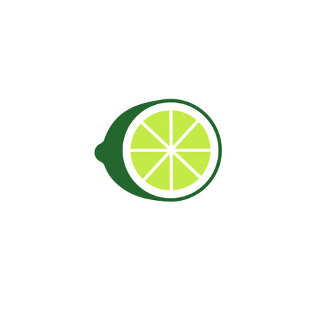 Fresh lime fruit half. Flat vector color icon isolated on white background.のイラスト素材