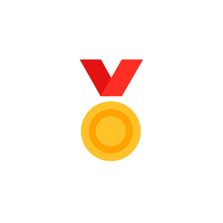 Medal or reward. Flat vector color icon isolated on white background.のイラスト素材