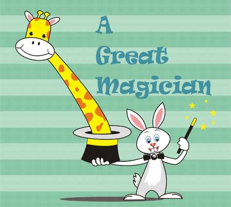 A great magician, rabbit and giraffeのイラスト素材