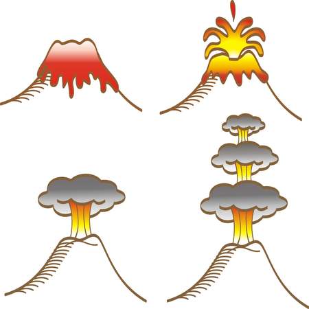 types of volcanic eruptions hand drawn sketchのイラスト素材