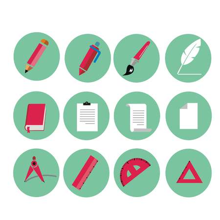 writing tools icon setのイラスト素材