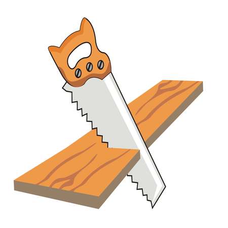 wooden boards and wood sawsのイラスト素材