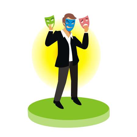the boss wears a face mask alternately. vector illustrationのイラスト素材
