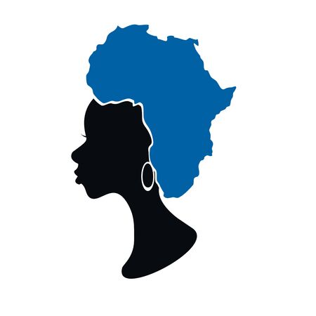 african woman with map on her hair vector illustartionのイラスト素材
