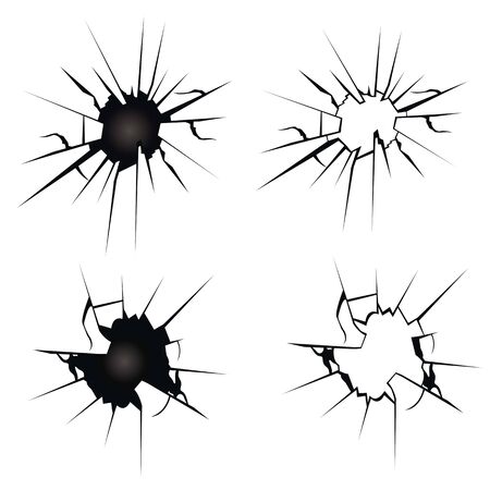 set of cracked glass vectorのイラスト素材
