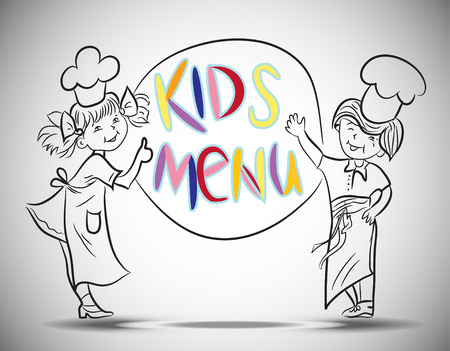 Doodle vector illustration Boy and girls kids menuのイラスト素材