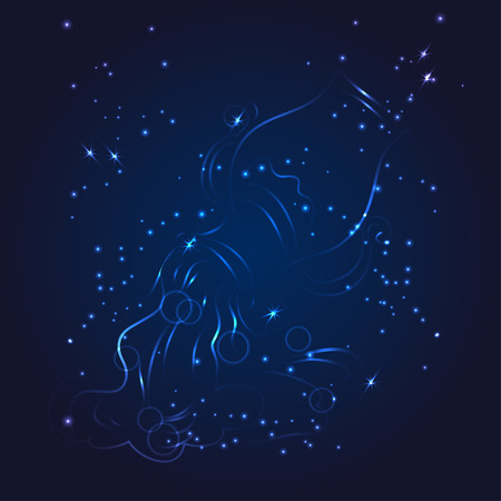 Aquarius zodiac  whith glitter star vector illustrationのイラスト素材