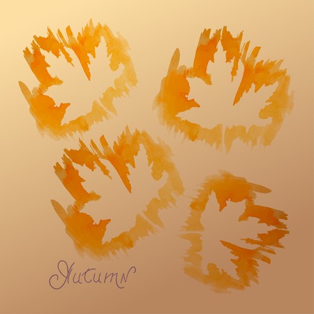   Watercolor image of autumn orange leaf of maple                          のイラスト素材