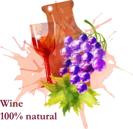 Wine vintage background. Hand drawn illustration.のイラスト素材