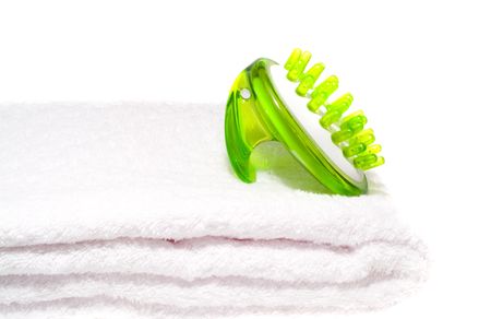 spa. Towel and massage brushの写真素材