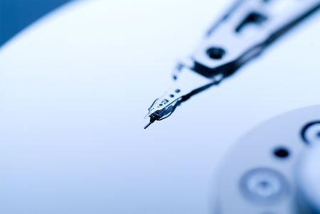  close up macro of an opened computer harddrive.の写真素材