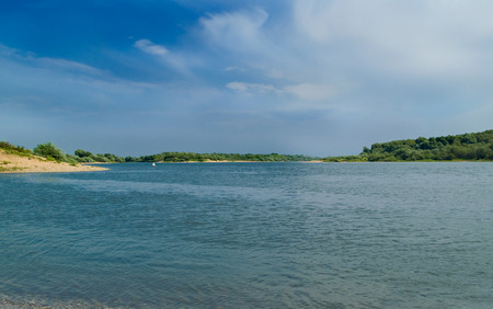 Autumn landscape on lakeの写真素材