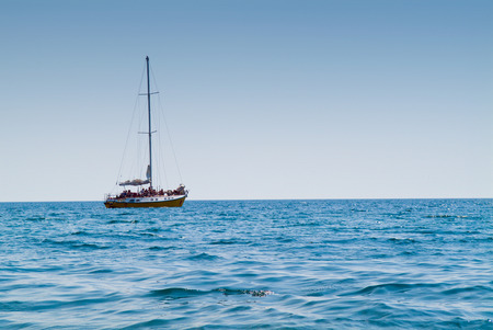 Sea landscape with the ship