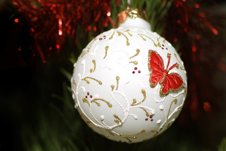 Christmas sphere on a fur-tree. An ornamentの写真素材