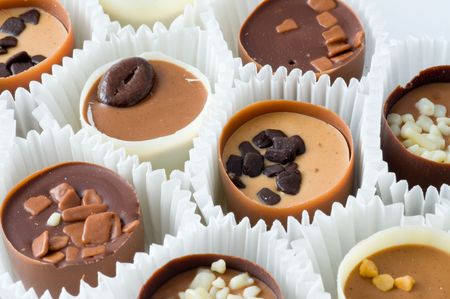 Chocolates on a light background