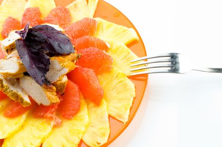 Plate of salad with a plugの写真素材