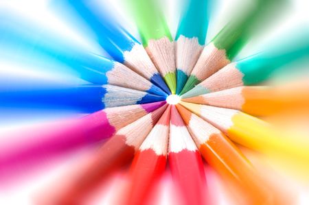 Color pencils isolated on a white backgroundの写真素材