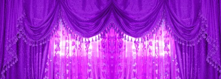 Large golden curtain with spot lightの写真素材