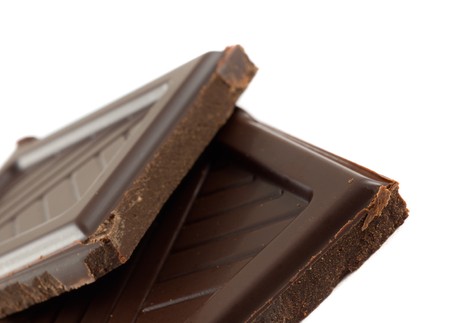 stack of broken chocolate isolated