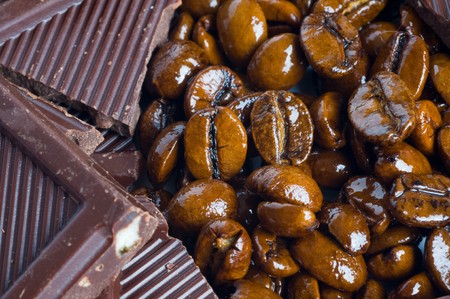 Chocolate-Coffee background: Close-up of a beans