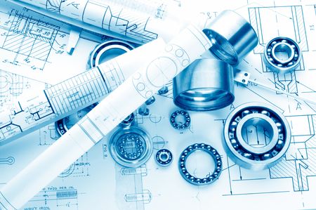 mechanical drawing and tools/ bearingの写真素材