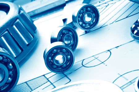 mechanical drawing and tools/ bearingの写真素材
