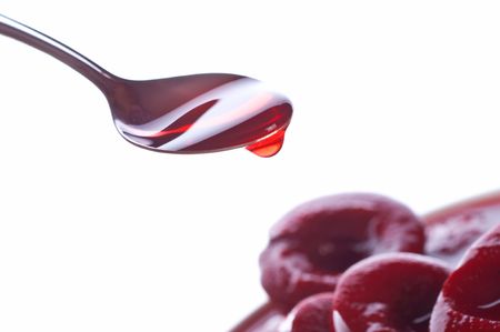 plums   compote. Isolation on the whiteの写真素材