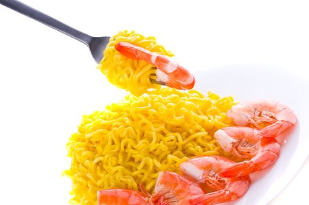 pasta and shrimpの写真素材