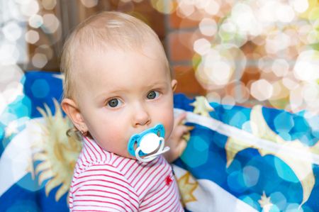 little girl on a swingの写真素材