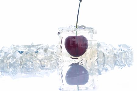fresh fruit In Ice. cherryの写真素材