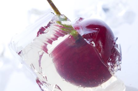 fresh fruit In Ice. cherryの写真素材