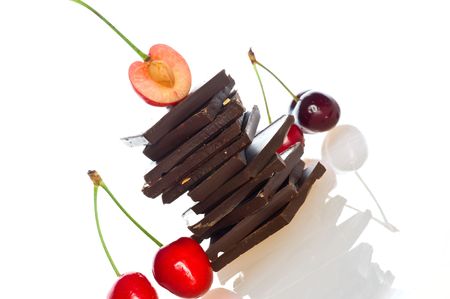 chocolate and fruit/ on isolatedの写真素材