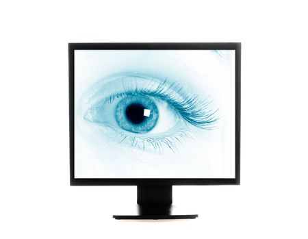computer monitor. Isolated over white backgroundの写真素材