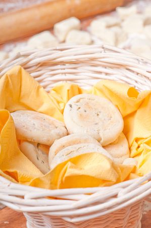 dough on a wooden boardの写真素材