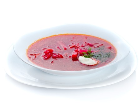 Traditional borscht plate - famous Ukrainian cuisineの写真素材