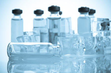 ampoule on vaccine. on whiteの写真素材