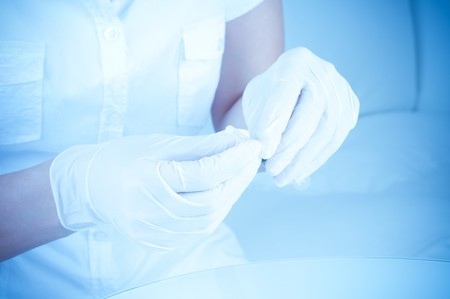 ampoule in a handの写真素材